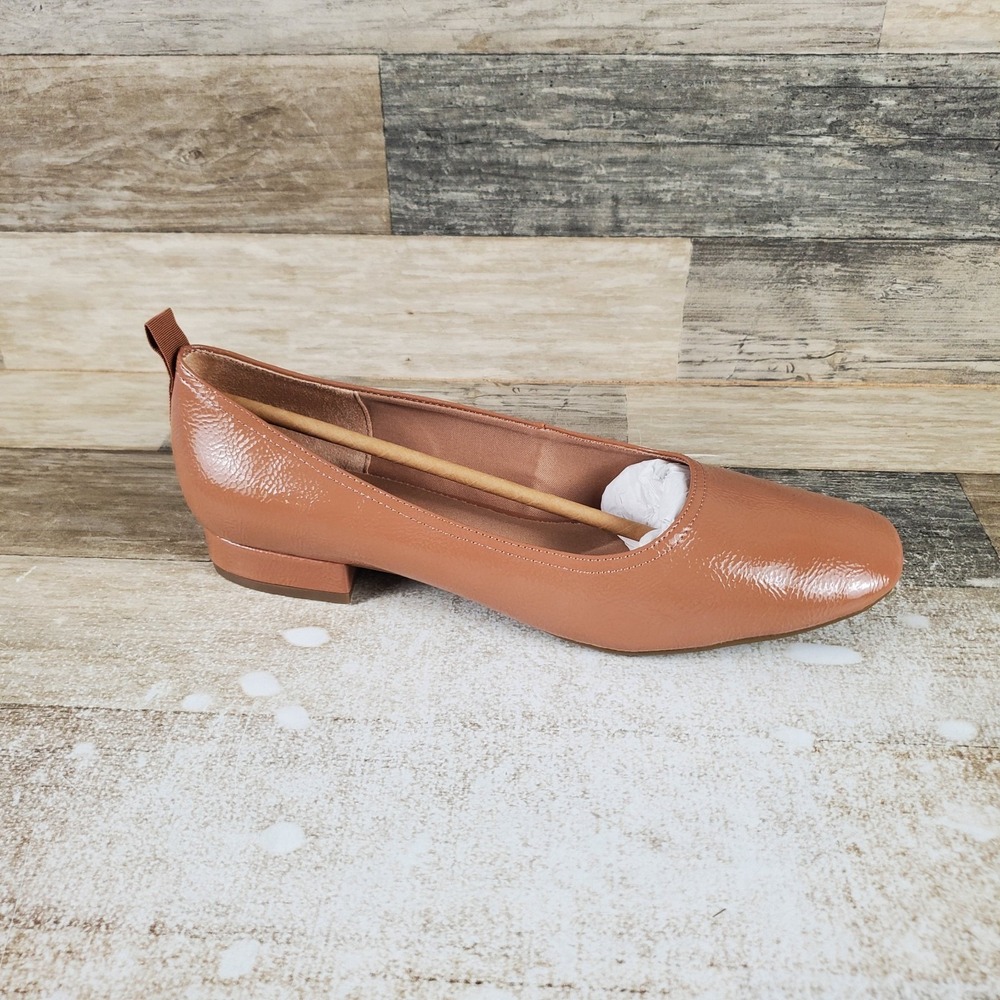 LifeStride Cameo Womens Ballet Flat Sz 11 Desert Nude Leather Slip On Square Toe